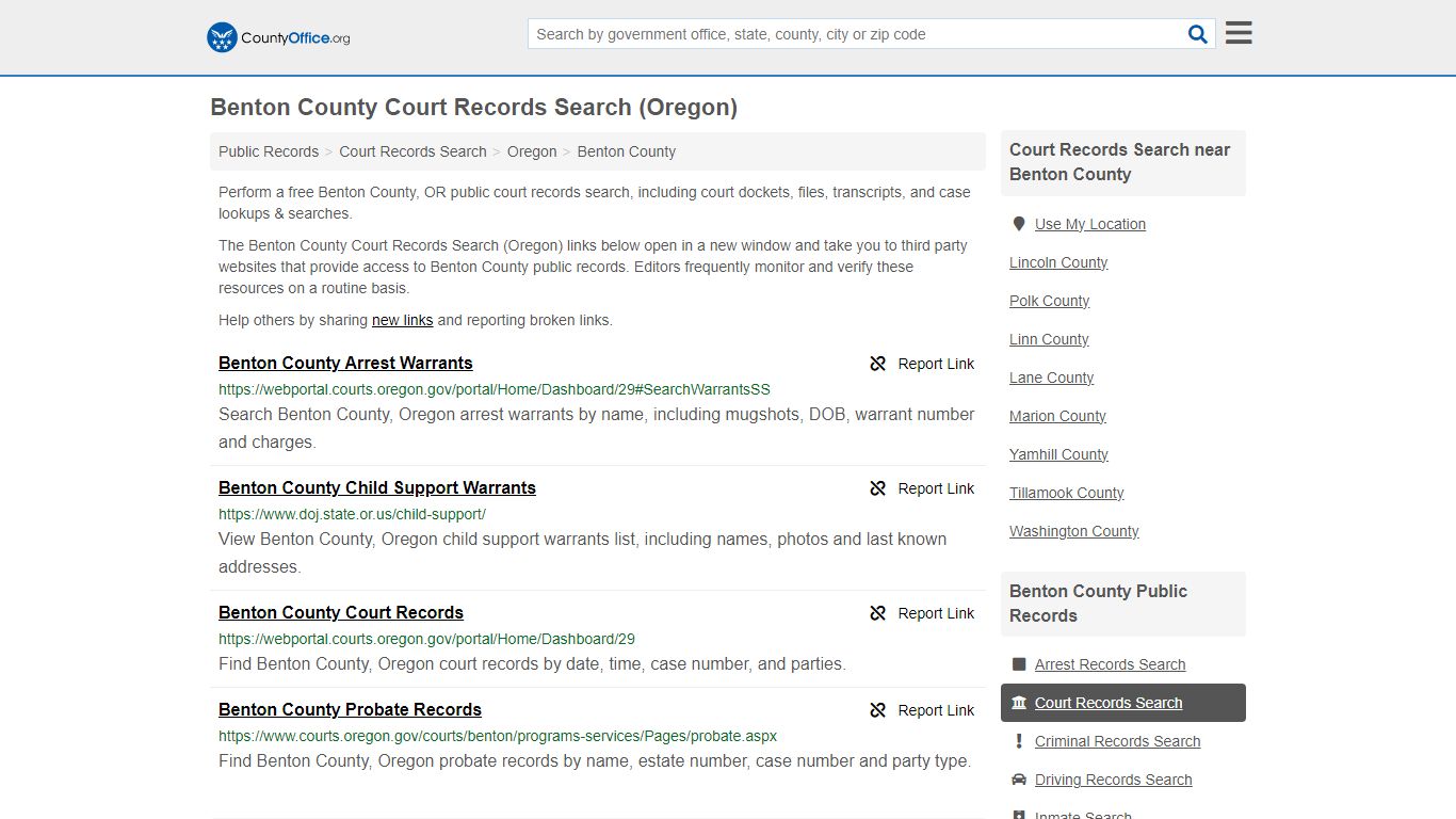 Benton County Court Records Search (Oregon) - County Office
